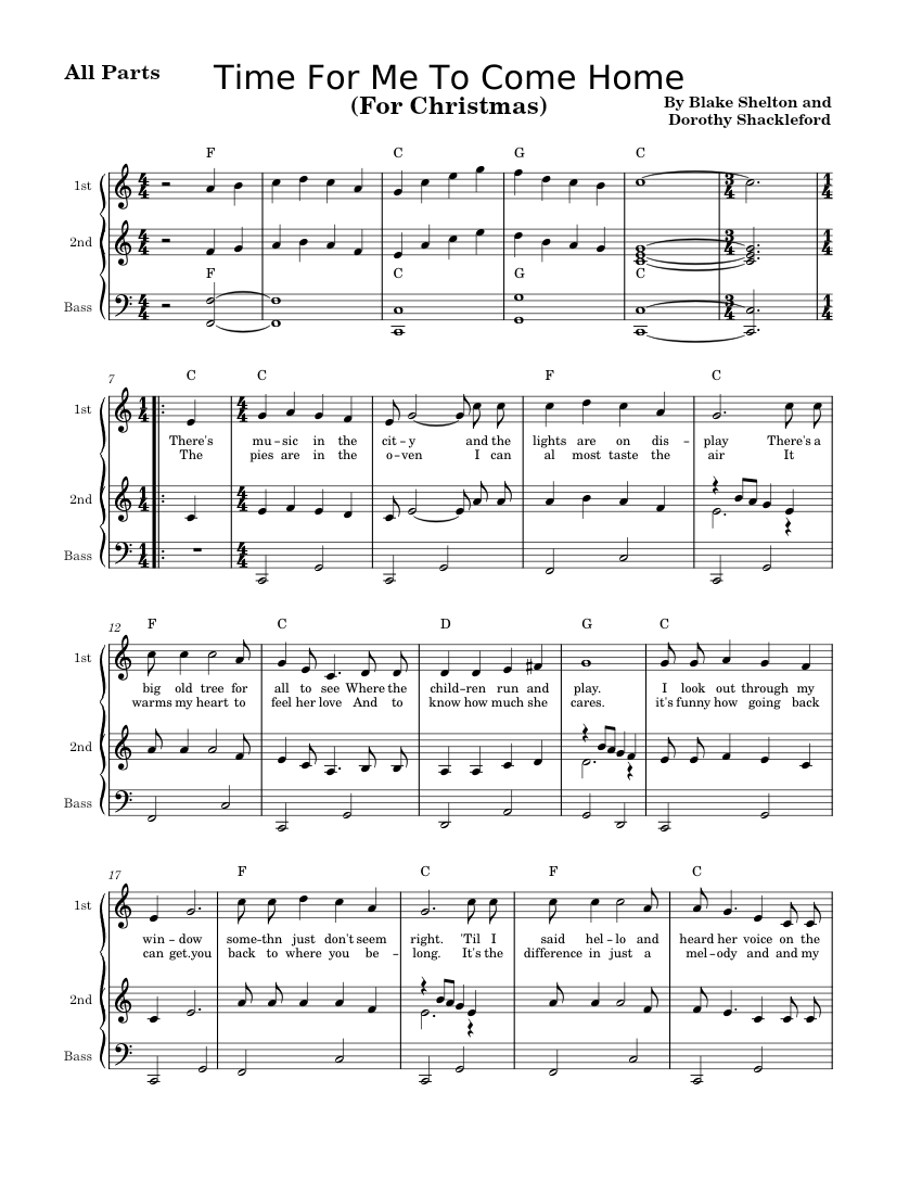 Time for me to come home – Blake Shelton Sheet music for Accordion ...