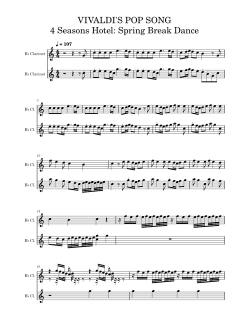 Bb EASY Vivaldi 4 Seasons Hotel: Spring Break Dance 0#s easy Bb practice