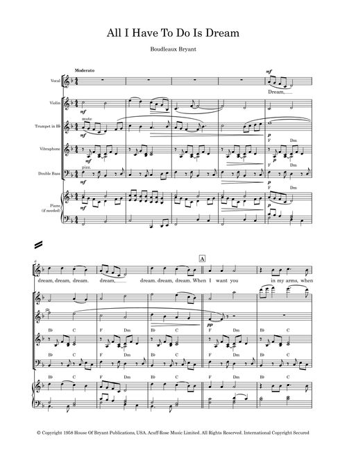 All I Have To Do Is Dream (Arr. Graham Hall (ghmusicprep.com)) - The Everly Brothers (Small Ensemble)
