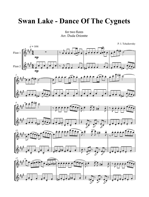 Dance of the Cygnets (flute duet) Thaikovsky (Arr. Duda Oriontte) - Tchaikovsky (Flute Duet)
