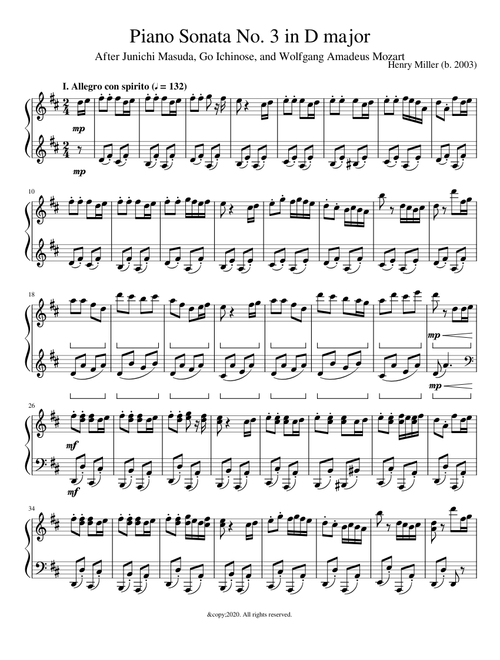 Piano Sonata No. 3 in D major after Pokemon Themes, as well as Works of Mozart, Op. 117
