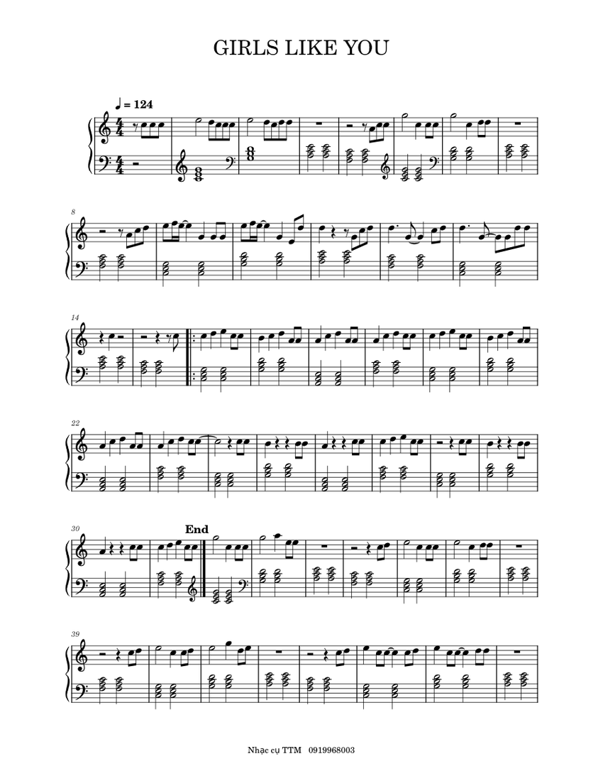 Girls like you GIRLS LIKE YOU Sheet music for Piano (Solo)