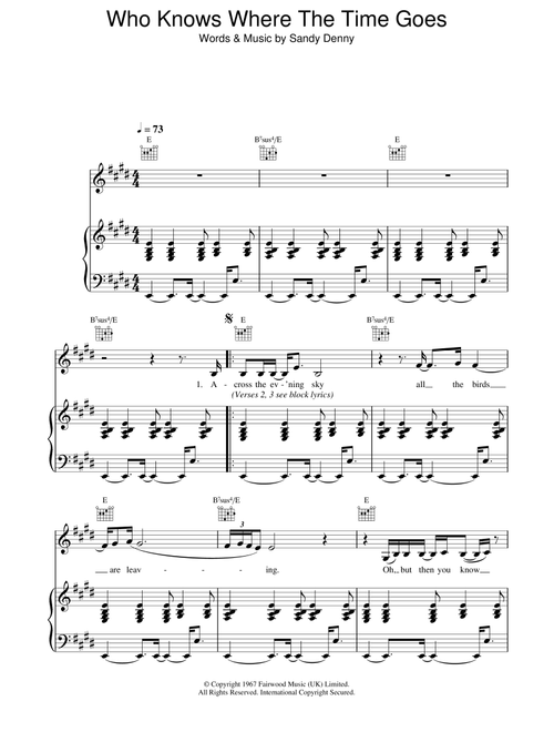 Who Knows Where The Time Goes - Eva Cassidy (Piano-Vocal-Guitar (Piano Accompaniment))