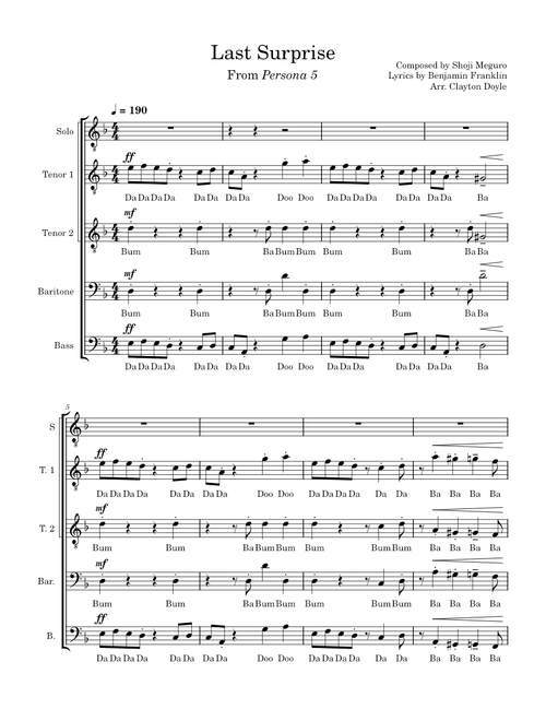 Last Surprise A Capella (TTBB)