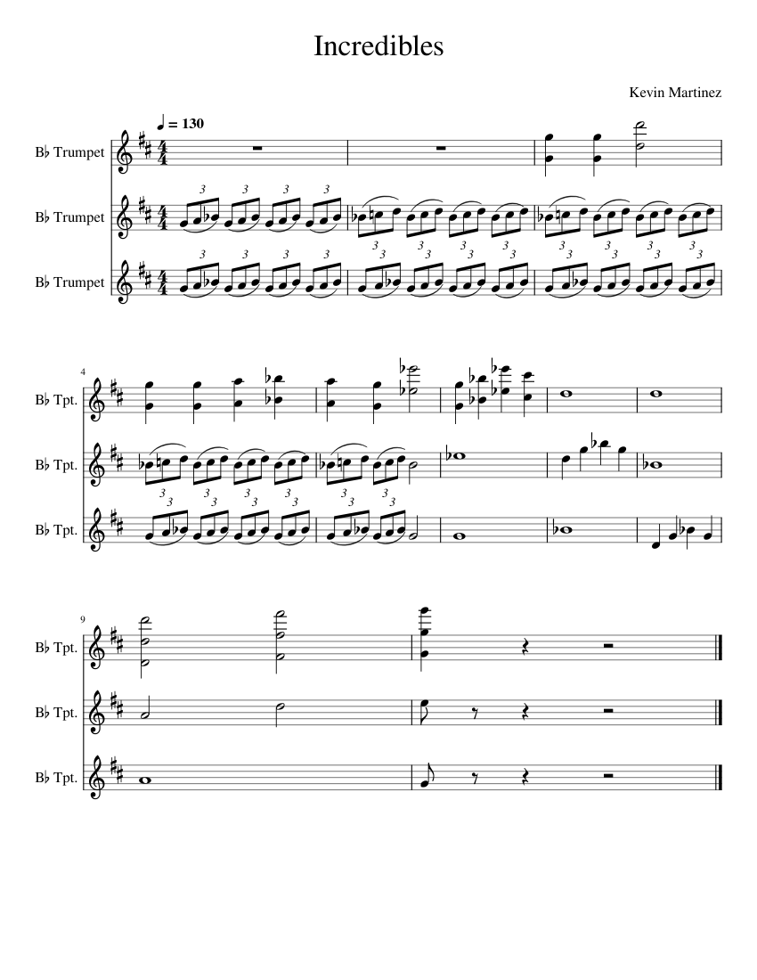 Incredibles Sheet music for Trumpet in bflat (Mixed Trio)
