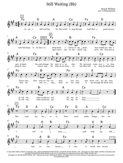 Still Waiting (Arr. Christoph Fleischmann) - Sum 41 (Lead Sheet - Fake Book)