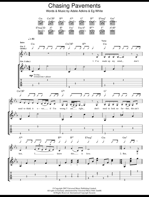 Chasing Pavements - Adele (Guitar Tab)