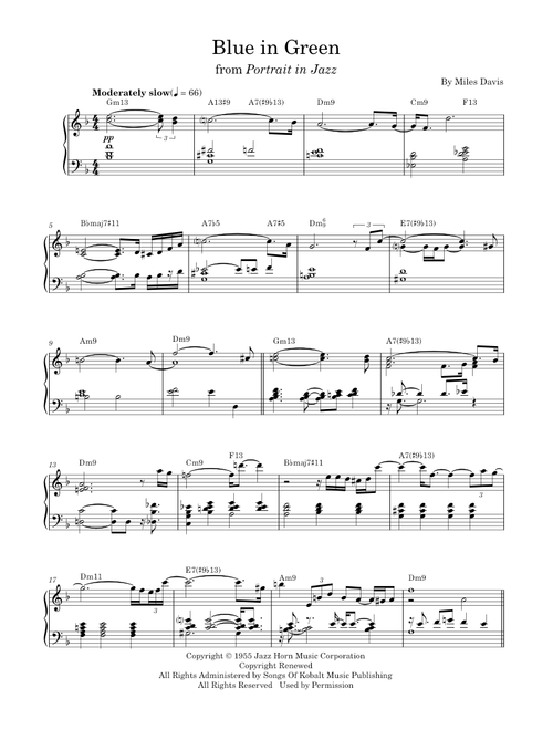 Blue In Green - Gigi Gryce (as performed by bill Evans) (Piano Solo)