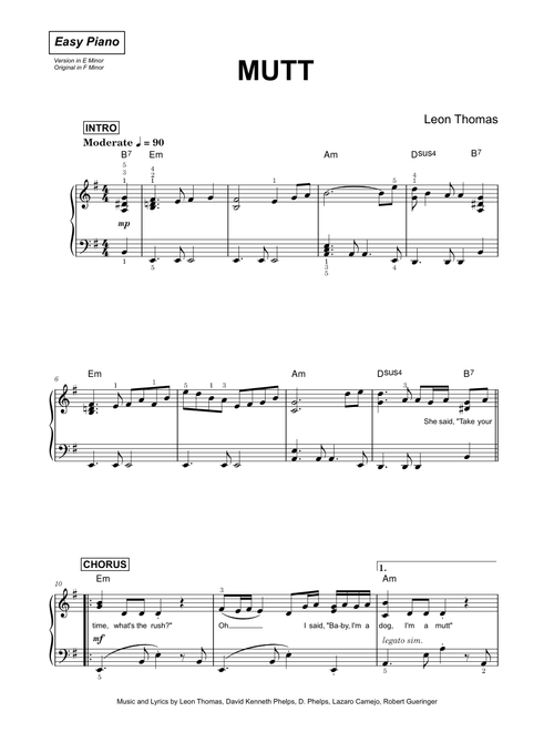 Mutt - Leon Thomas (Easy Piano)