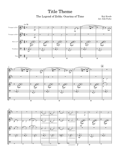 Ocarina of Time Title Theme for Brass Quintet