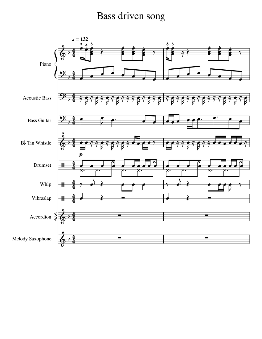 Bassy Bassy Boom Boom Sheet music for Piano, Accordion, Bass guitar