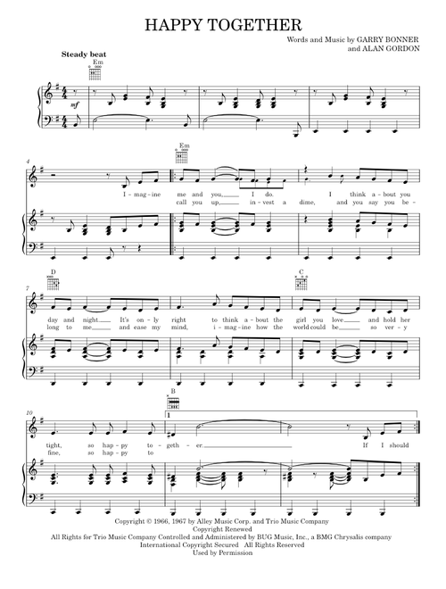 Happy together - The Turtles (Piano-Vocal-Guitar)