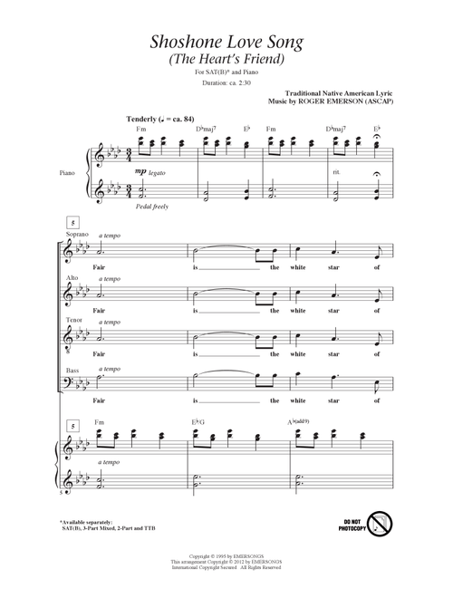 Shoshone Love Song (The Heart's Friend) - Traditional Native American Lyric (Choral, SATB)