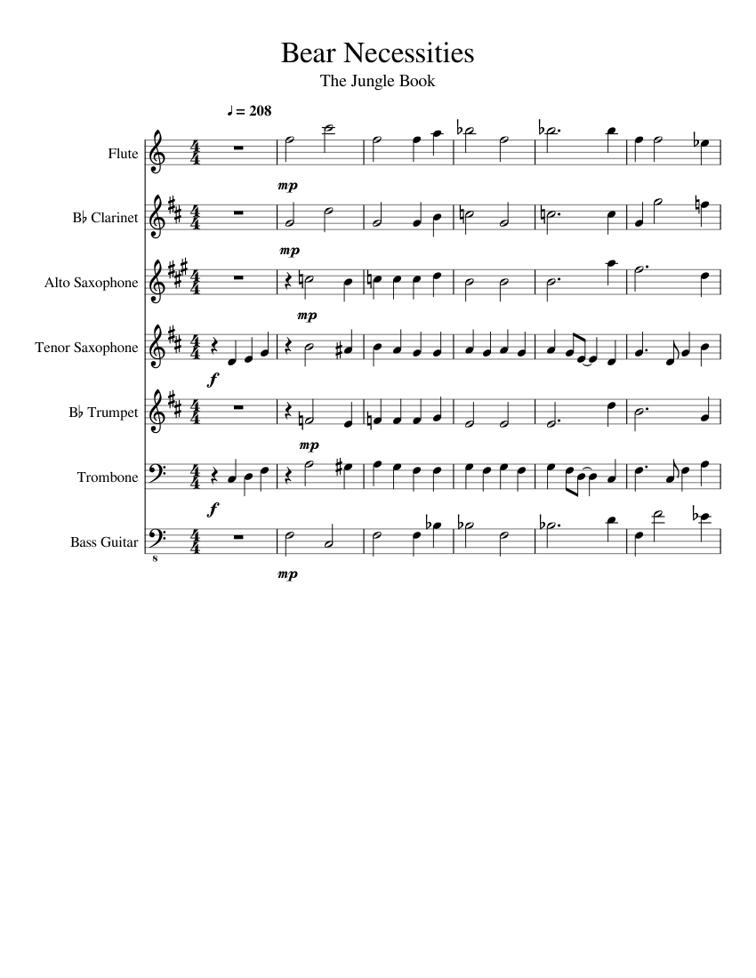 Bear Necessities Sheet Music For Trombone Flute Clarinet Other bear-necessities-sheet-music-for-trombone-flute-clarinet-other