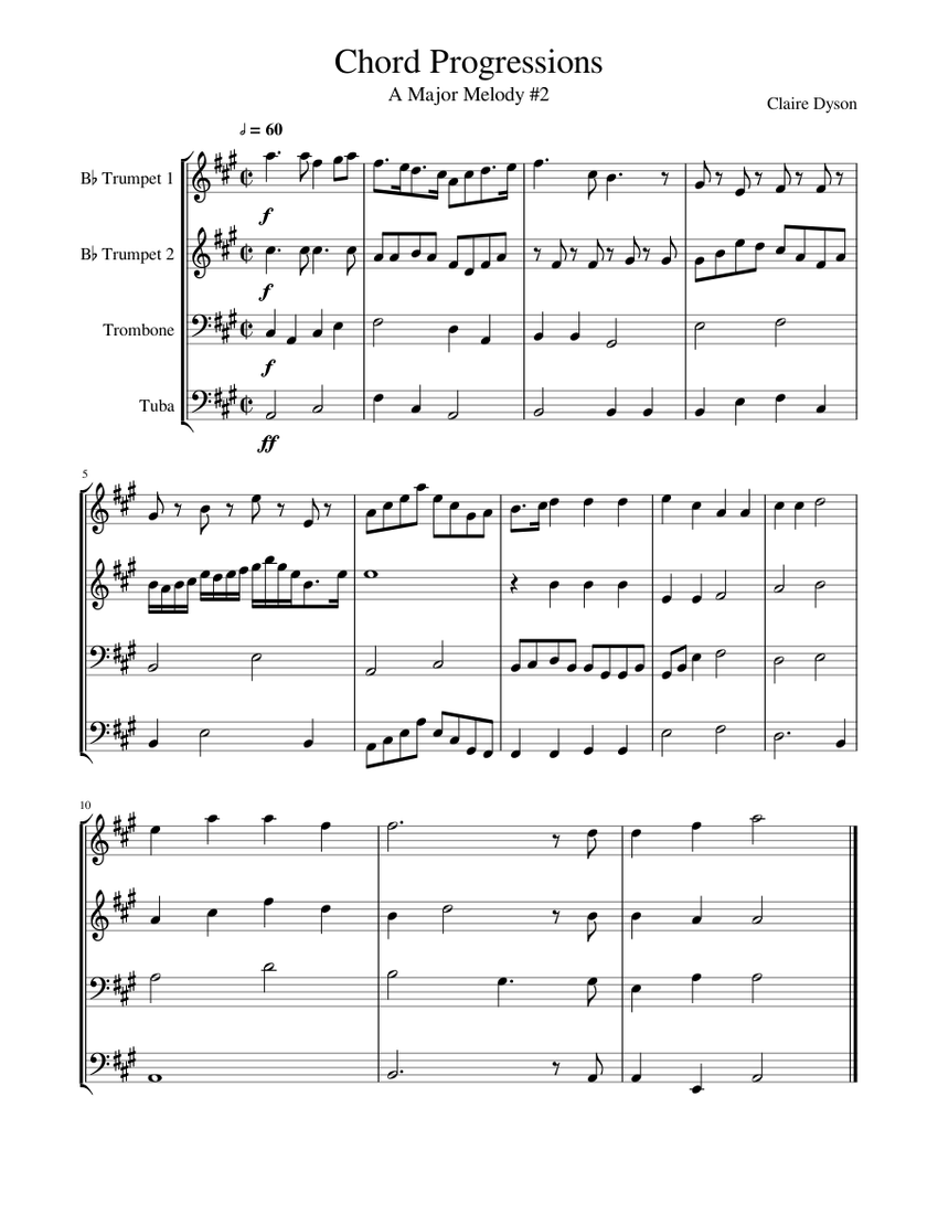 Chord Progressions 2 Sheet Music for Trombone, Tuba, Trumpet in b-flat ...