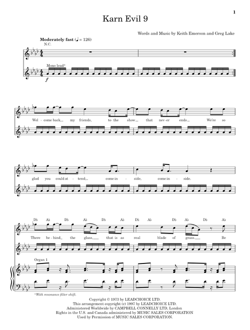 Karn Evil 9 (First Impression) - Emerson, Lake & Palmer (Keyboard Transcription)