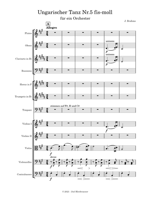 Ungarischer Tanz Nr.5 Orchestriert