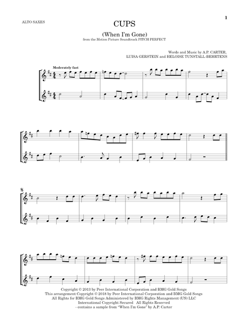 Cups (When I'm Gone) (from Pitch Perfect) - Anna Kendrick (Alto Saxophone Duet)