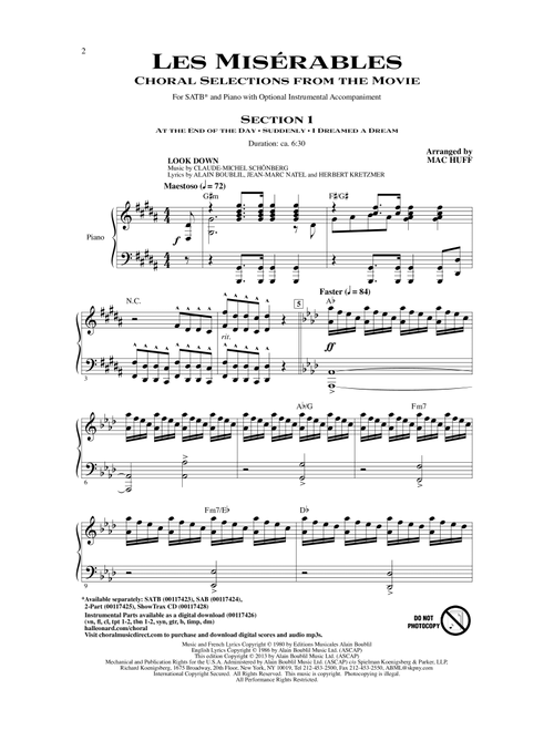 Les Miserables (Choral Selections From The Movie) (arr. Mac Huff) - Boublil and Schonberg (Choral, SATB)