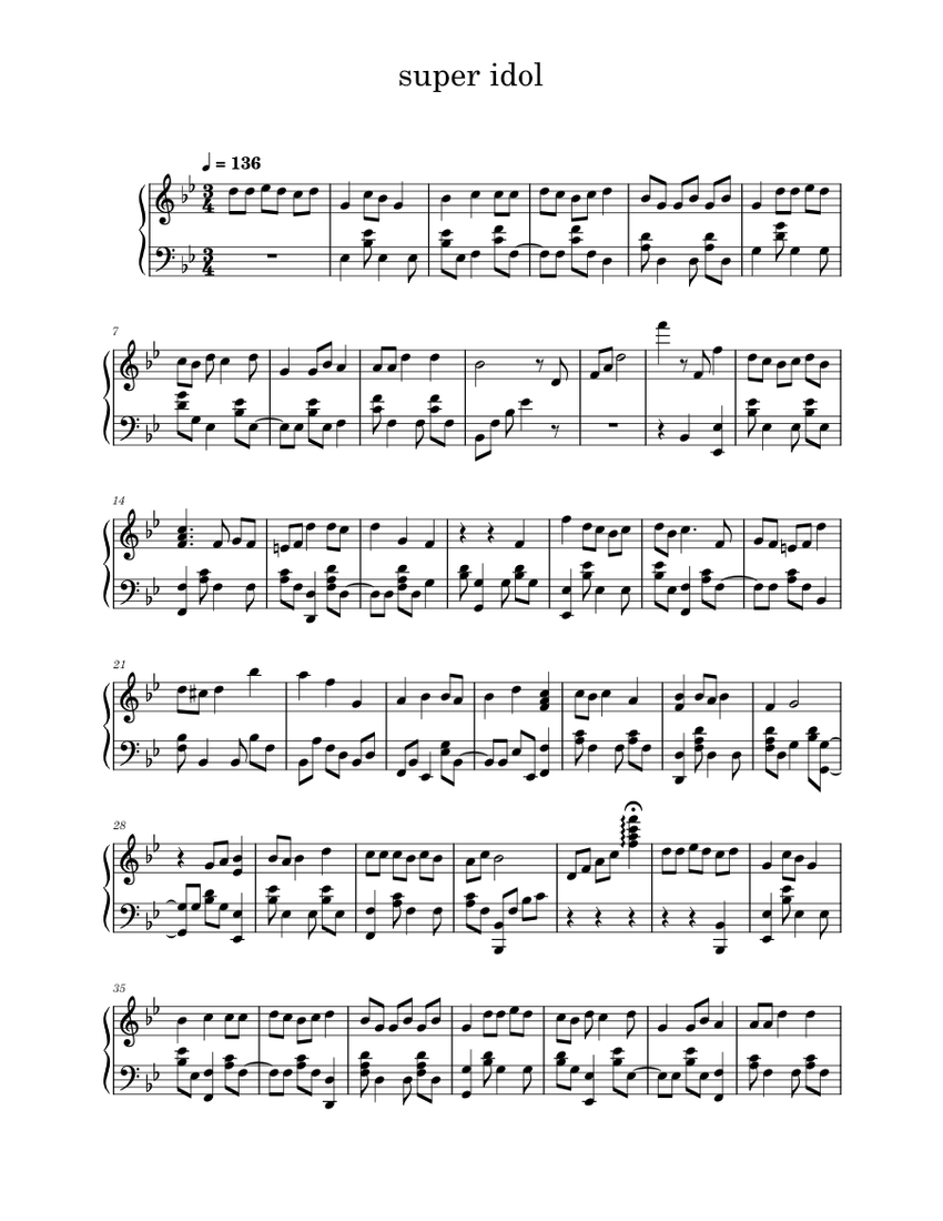 Super Idol 的笑容 Sheet music for Piano (Solo)