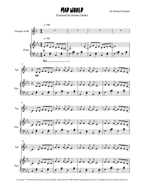 Mad World (Arr. Grant Golding) - Adam Lambert (Trumpet and Piano)