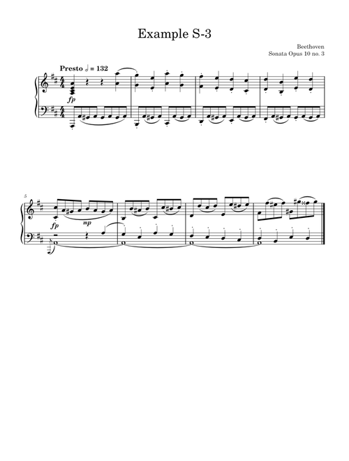 Piano Sonata No.7, Op.10 No.3 – Ludwig van Beethoven Example S-3 Piano