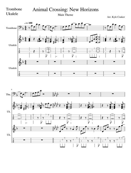 Animal Crossing: New Horizons Main Theme - Trombone and Ukulele Trio