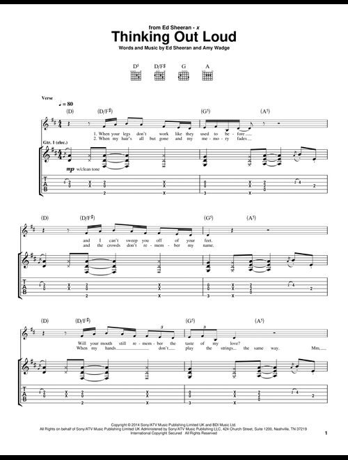 Thinking Out Loud - Ed Sheeran (Guitar Tab)