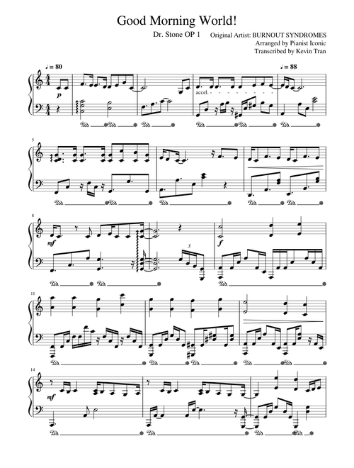 Good Morning World! - Dr Stone OP1 | Pianist Iconic