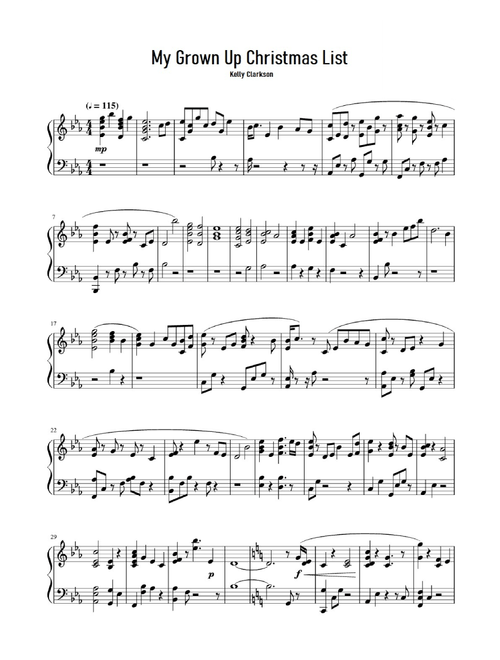 My Grown Up Christmas List (Arr. Kelly Clarkson - My Grown Up Christmas List) - David Foster, Linda Thompson (Easy Piano)