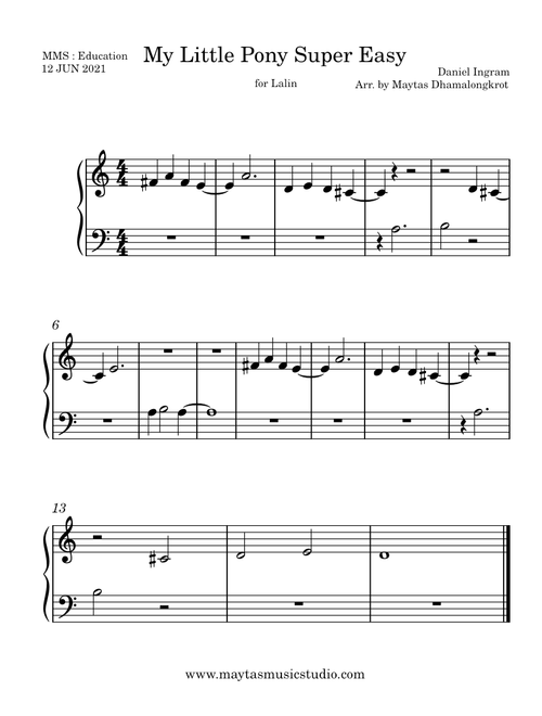 My little pony theme – Daniel Ingram Super Easy / Arr. by Maytas Dhamalongkrot