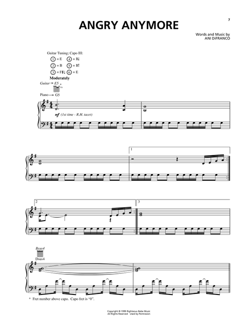 Angry Anymore - Ani DiFranco (Piano-Vocal-Guitar)