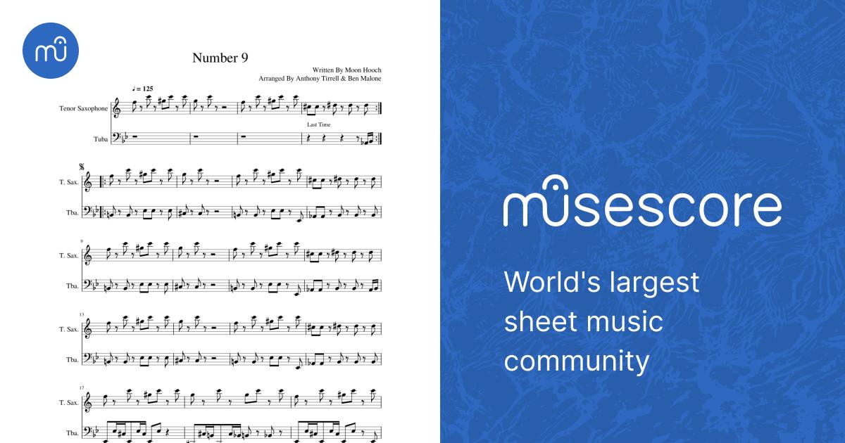 Number 9 Sheet Music for Tuba, Saxophone tenor (Mixed Duet