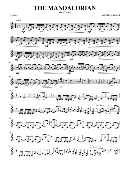 Mandalorian Theme for Clarinet