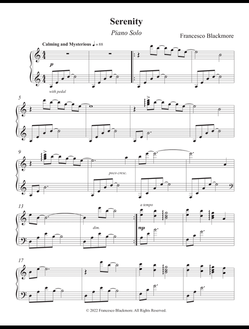 Serenity (Piano Solo) - Francesco Blackmore (Piano Solo)