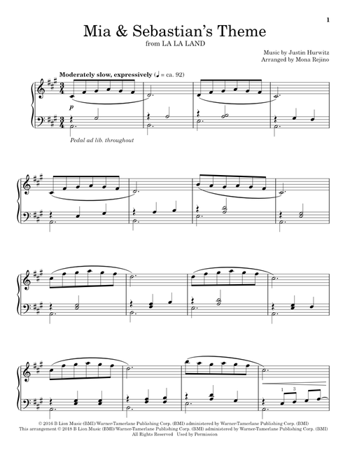 Mia & Sebastian's Theme (from La La Land) (arr. Mona Rejino) - Justin Hurwitz (Educational Piano)
