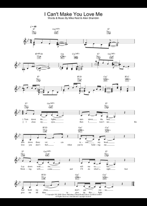 I can't make you love me Sheet Music with Chords for Soprano, Alto