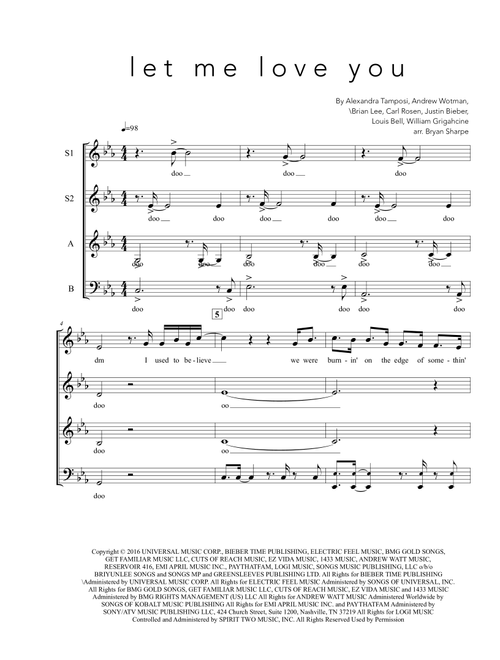 Let Me Love You (Arr. Bsharpe Music) - DJ Snake Feat Justin Bieber (Choral, SAB)