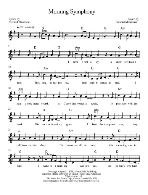 Morning Symphony (Arr. Richard Mousseau) - Rick Moose (Lead Sheet - Fake Book)
