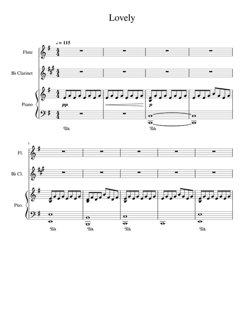 Lovely for flute Bb clarinet and piano