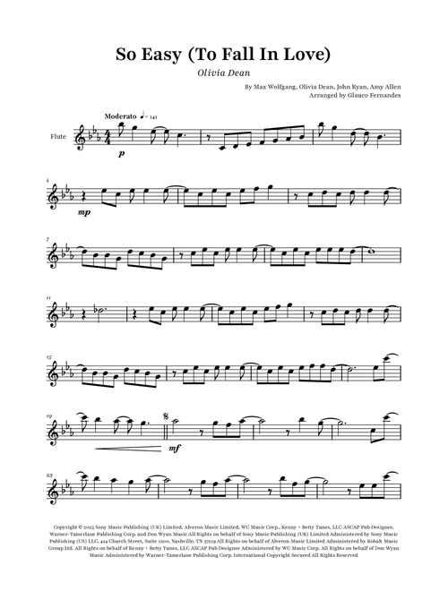 So Easy (To Fall In Love) (Arr. Glauco Fernandes) - Olivia Dean (Flute Solo)