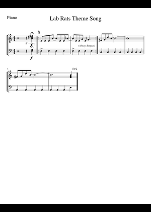 Lab Rats Theme Song – James Henry Lab Rats Theme Song Sheet Music for ...