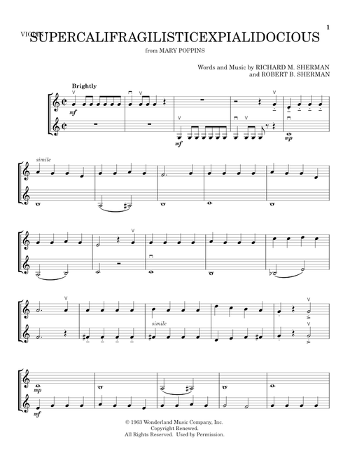 Supercalifragilisticexpialidocious (from Mary Poppins) - Julie Andrews (Violin Duet)