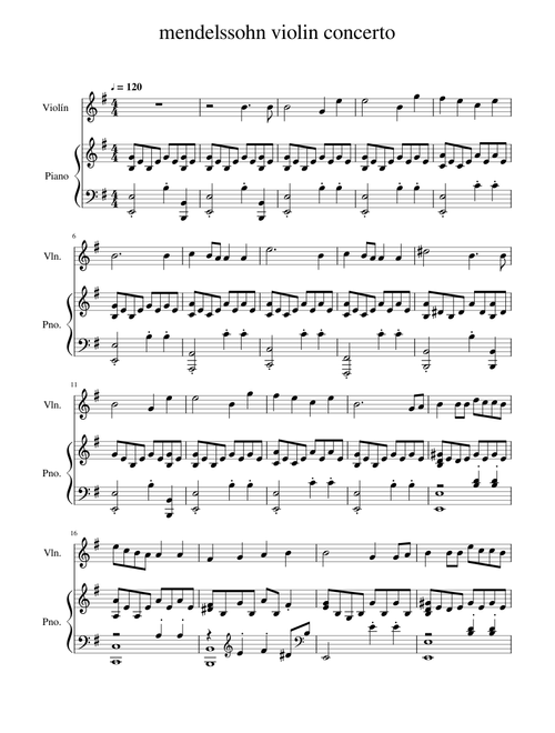 mendelssohn violin concerto easy