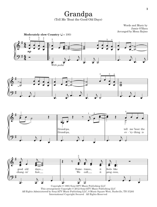 Grandpa (Tell Me 'Bout The Good Old Days) (Arr. Mona Rejino) - The Judds (Educational Piano)