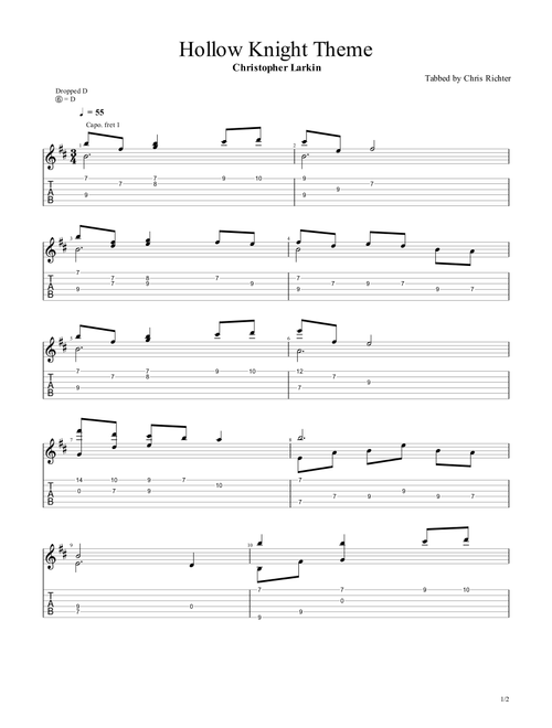 Hollow Knight (Arr. Chris Richter) - Christopher Larkin (Solo Guitar)
