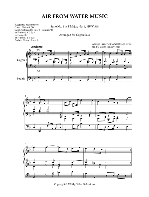 Air from Water Music (arr. for Organ Solo) (Arr. Vidas Pinkevicius) - George Frideric Handel (Organ)