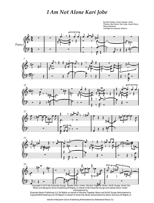 I Am Not Alone (Arr. by ezequiel zeferino) - Kari Jobe (Easy Piano)