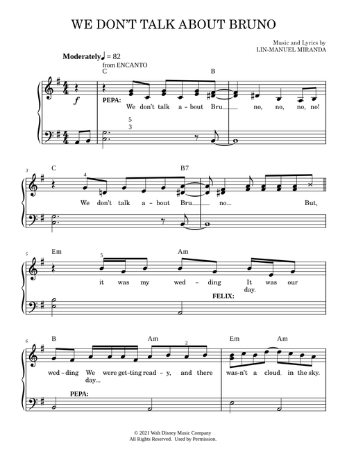 We Don't Talk About Bruno - Lin-Manuel Miranda (Easy Piano)