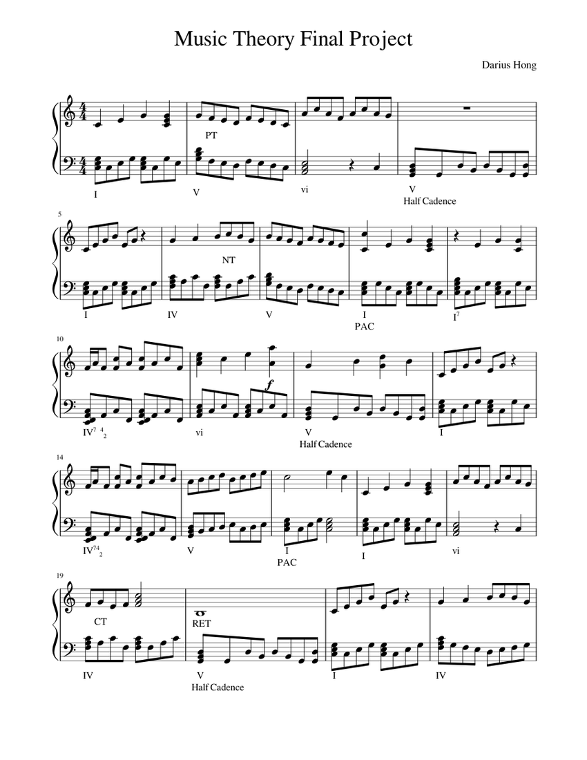 Music Theory Final Project Sheet Music for Piano (Solo) easy ...